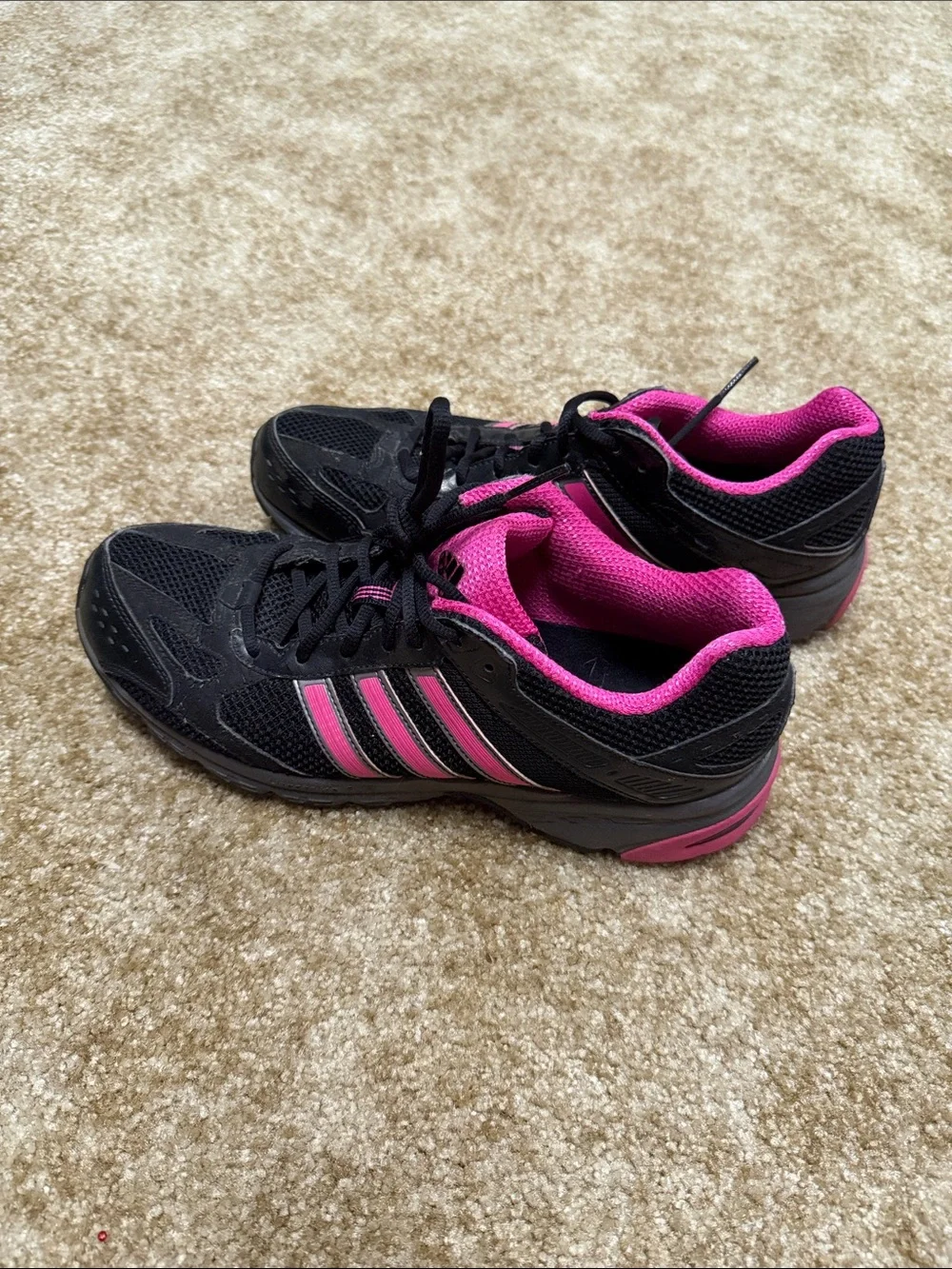 adidas Women’s Black Athletic Shoes with Pink Accents